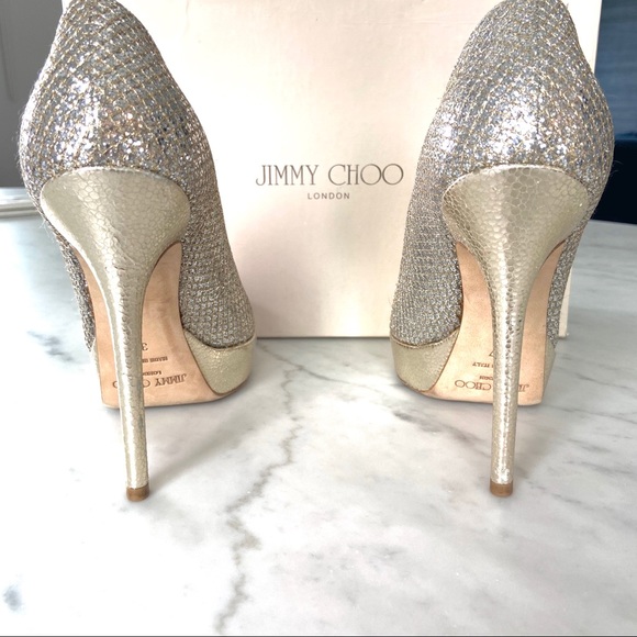 Jimmy Choo Crown Gold Silver Champagne Heel - Picture 5 of 16